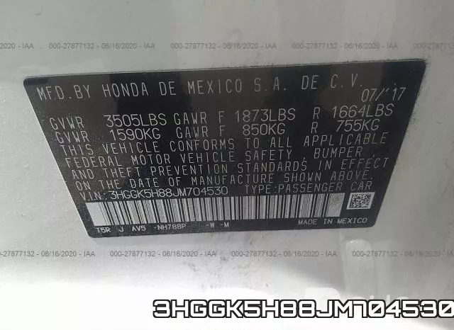 3HGGK5H88JM704530 фото 10