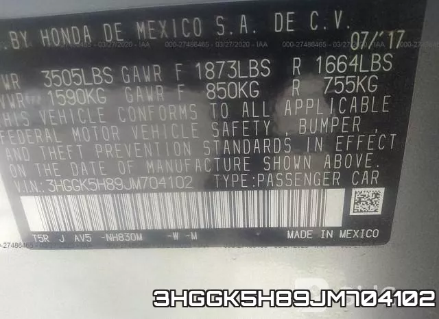 3HGGK5H89JM704102 фото 10