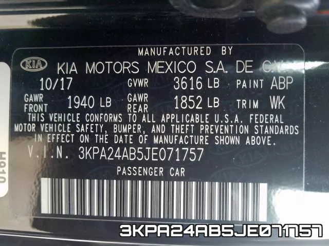 3KPA24AB5JE071757 фото 2