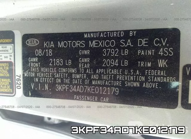 3KPF34AD7KE012179 фото 10