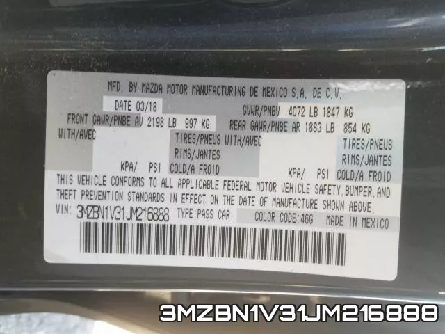 3MZBN1V31JM216888 фото 2
