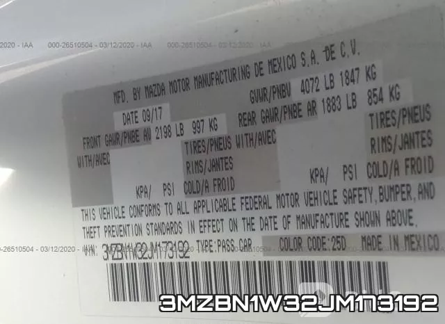 3MZBN1W32JM173192 фото 10