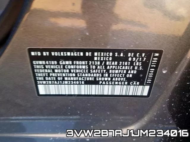 3VW2B7AJ1JM234016 фото 2