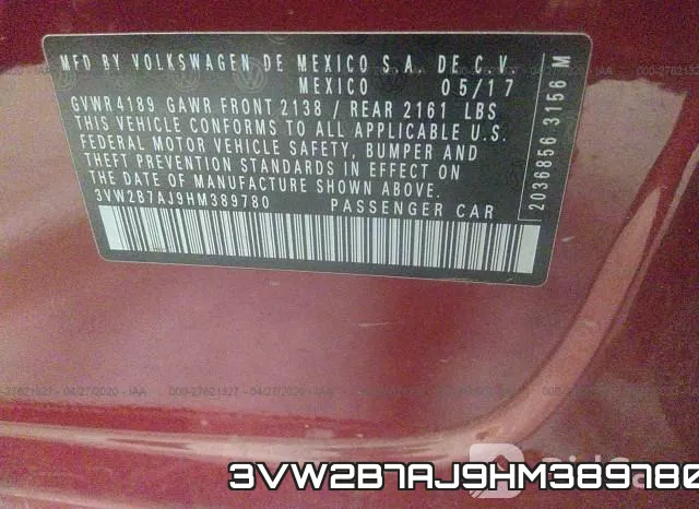 3VW2B7AJ9HM389780 фото 10