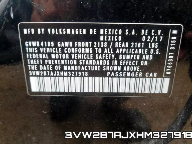 3VW2B7AJXHM327918 фото 2