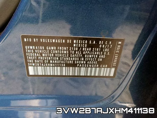 3VW2B7AJXHM411138 фото 2