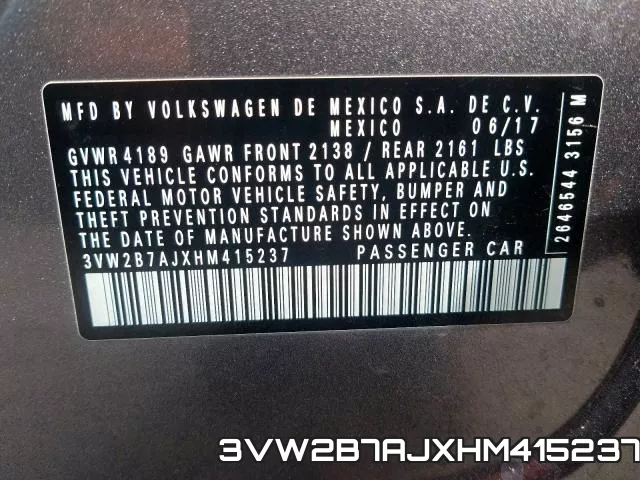 3VW2B7AJXHM415237 фото 2