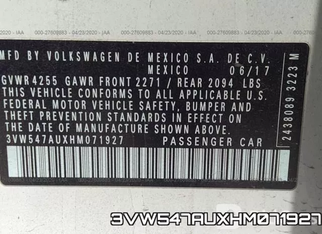 3VW547AUXHM071927 фото 10