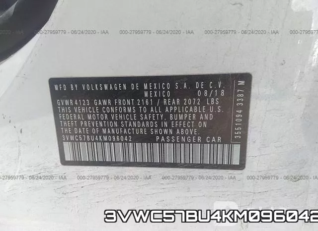 3VWC57BU4KM096042 фото 10