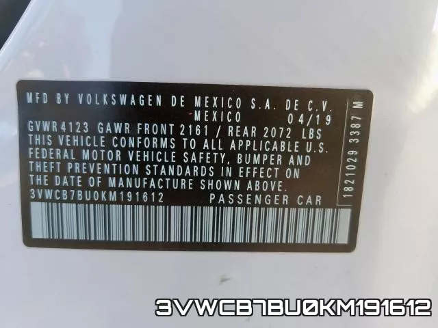 3VWCB7BU0KM191612 фото 2