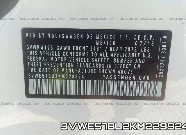 3VWE57BU2KM229924 фото 10