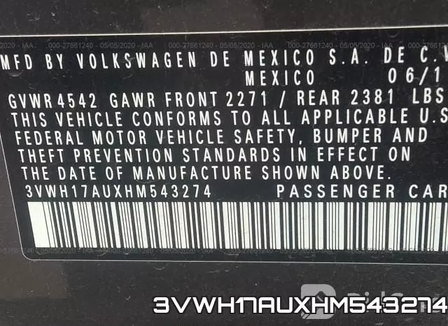 3VWH17AUXHM543274 фото 10