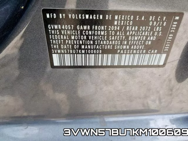 3VWN57BU7KM100609 фото 2
