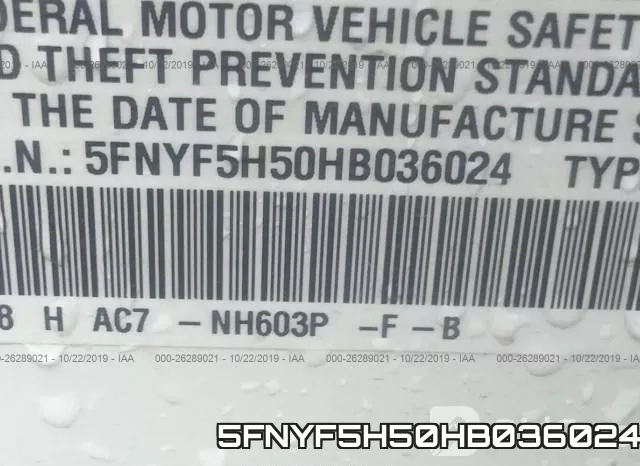 5FNYF5H50HB036024 фото 10