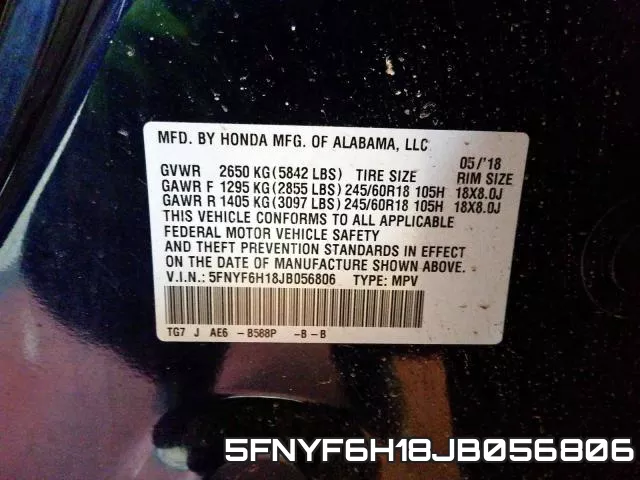 5FNYF6H18JB056806 фото 2