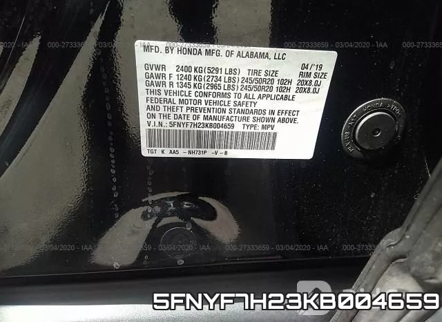 5FNYF7H23KB004659 фото 10