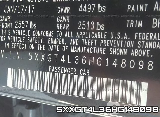 5XXGT4L36HG148098 фото 10
