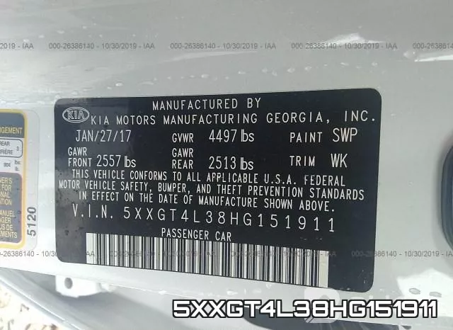 5XXGT4L38HG151911 фото 10