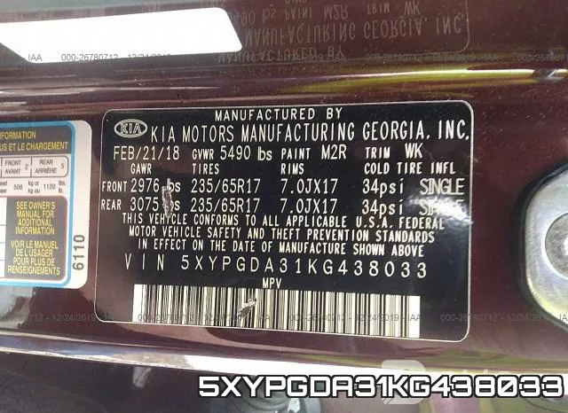 5XYPGDA31KG438033 фото 10