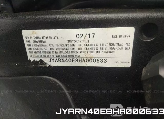 JYARN40E8HA000633 фото 2