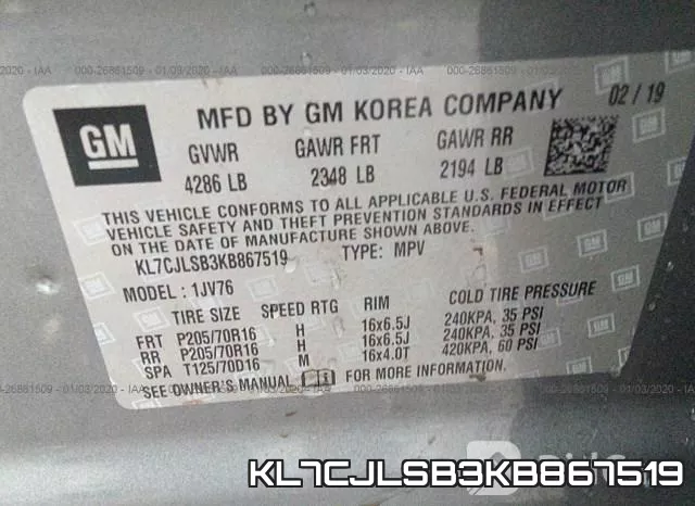 KL7CJLSB3KB867519 фото 10