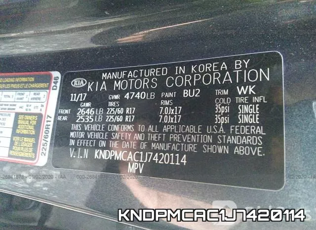 KNDPMCAC1J7420114 фото 10