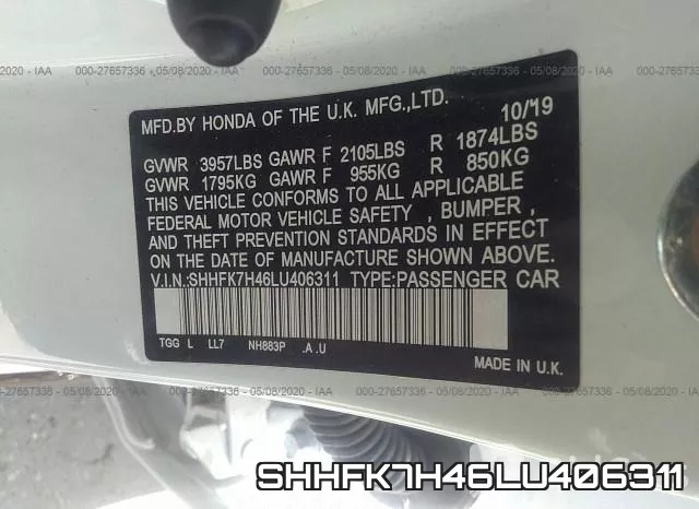 SHHFK7H46LU406311 фото 10