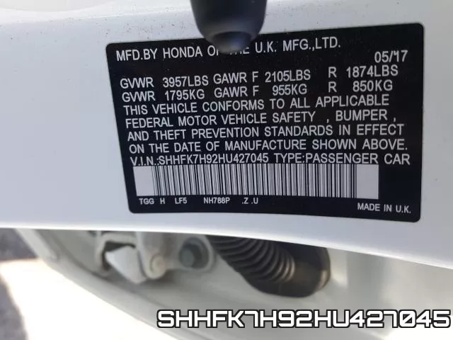 SHHFK7H92HU427045 фото 2