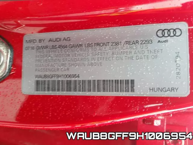 WAUB8GFF9H1006954 фото 2