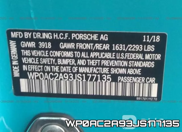WP0AC2A93JS177135 фото 10