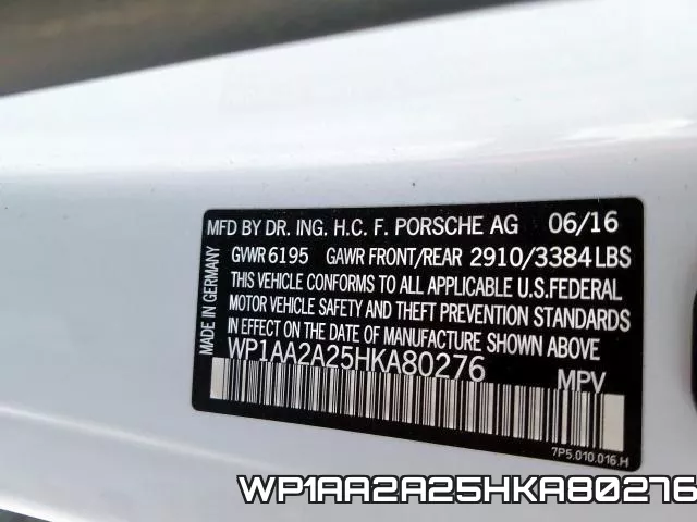 WP1AA2A25HKA80276 фото 2