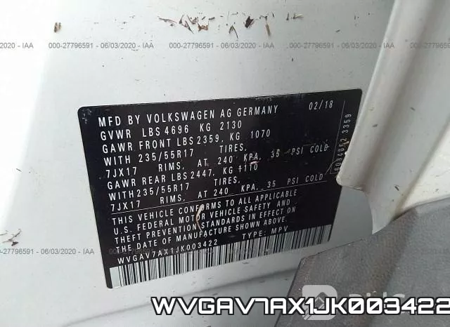 WVGAV7AX1JK003422 фото 10