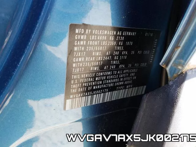 WVGAV7AX5JK002175 фото 2