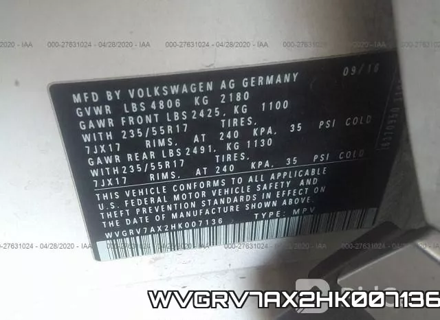 WVGRV7AX2HK007136 фото 10