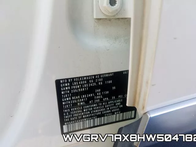 WVGRV7AX8HW504782 фото 2