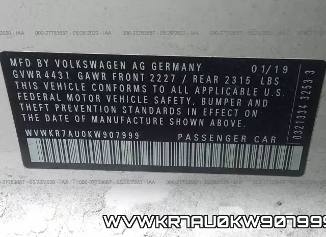 WVWKR7AU0KW907999 фото 10