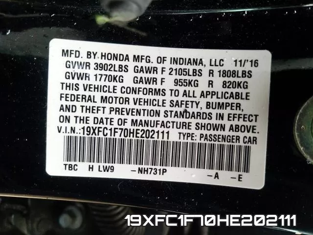 19XFC1F70HE202111 фото 2
