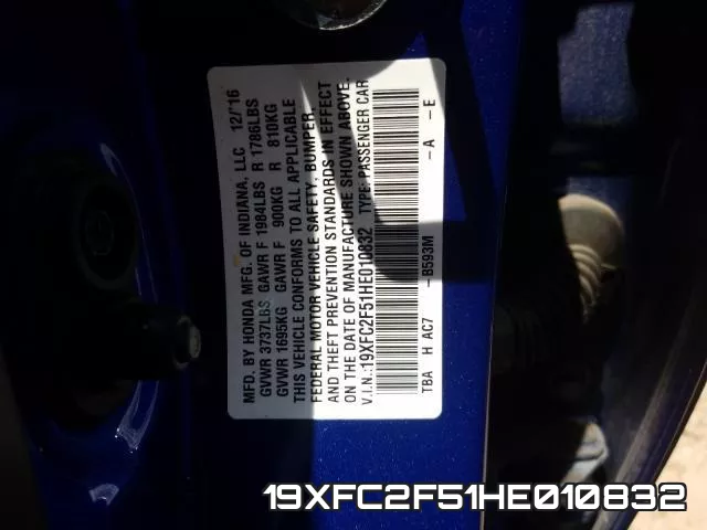 19XFC2F51HE010832 фото 2
