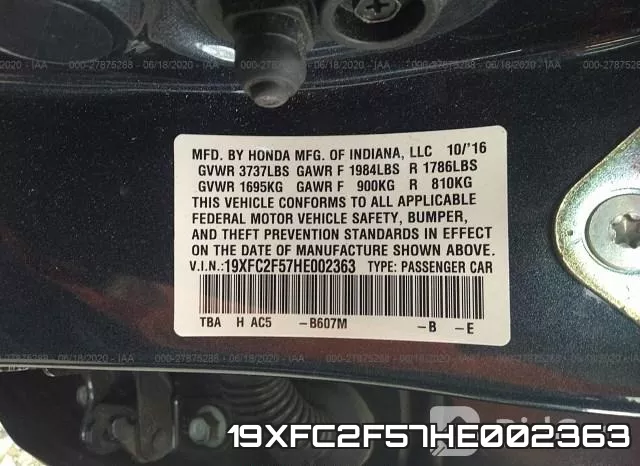 19XFC2F57HE002363 фото 10