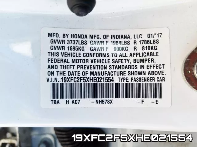 19XFC2F5XHE021554 фото 2