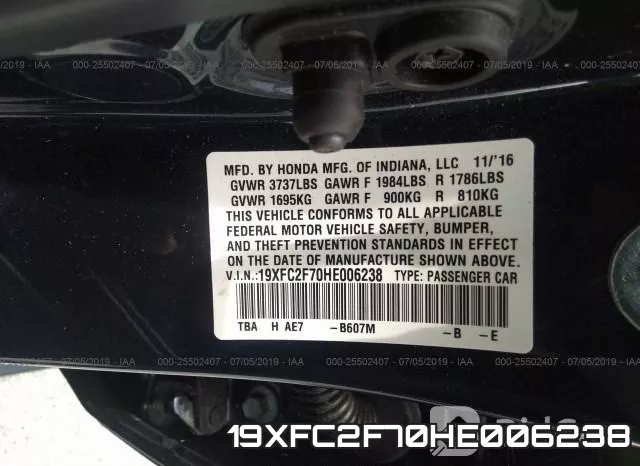 19XFC2F70HE006238 фото 10