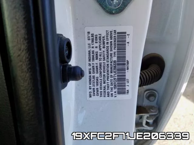 19XFC2F71JE206339 фото 2