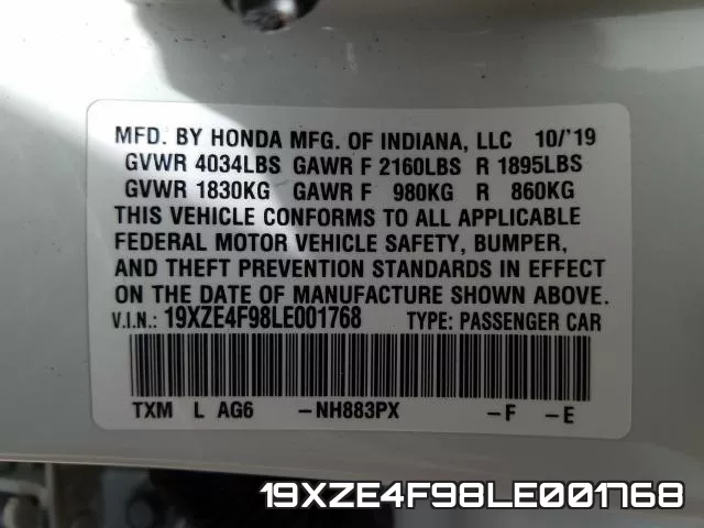 19XZE4F98LE001768 фото 2