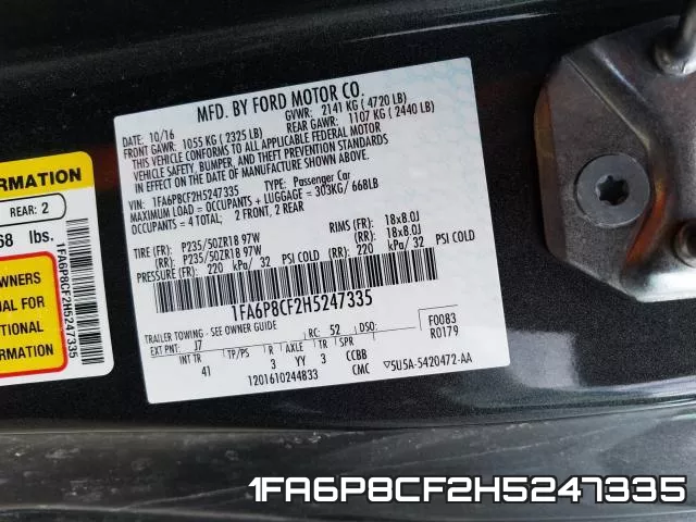 1FA6P8CF2H5247335 фото 2