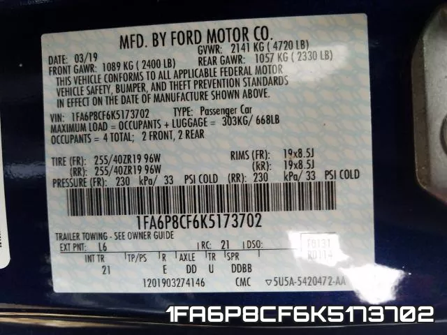 1FA6P8CF6K5173702 фото 2