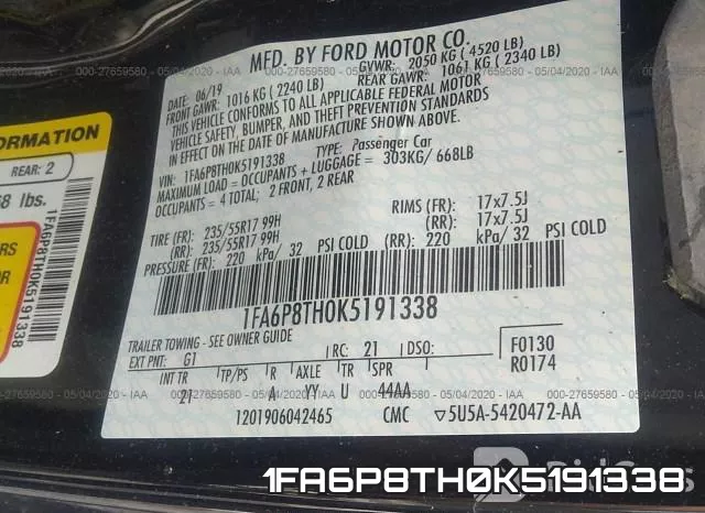 1FA6P8TH0K5191338 фото 10