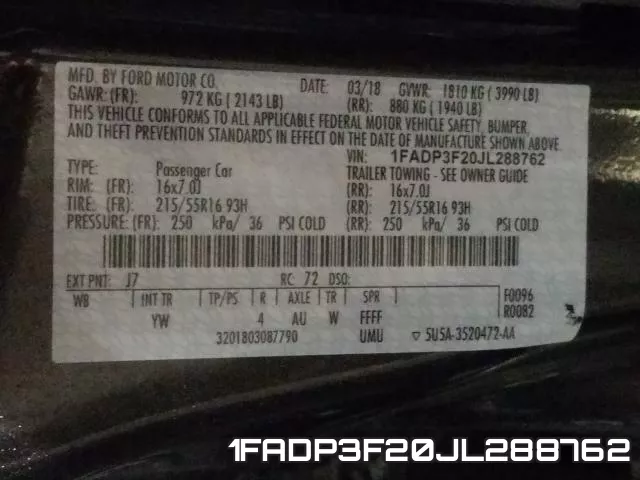 1FADP3F20JL288762 фото 2
