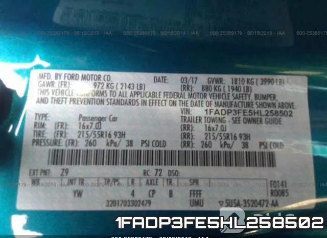 1FADP3FE5HL258502 фото 10