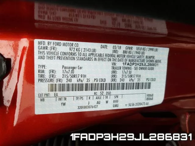 1FADP3H29JL286831 фото 2