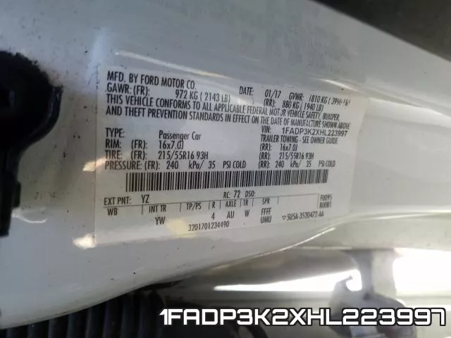 1FADP3K2XHL223997 фото 2